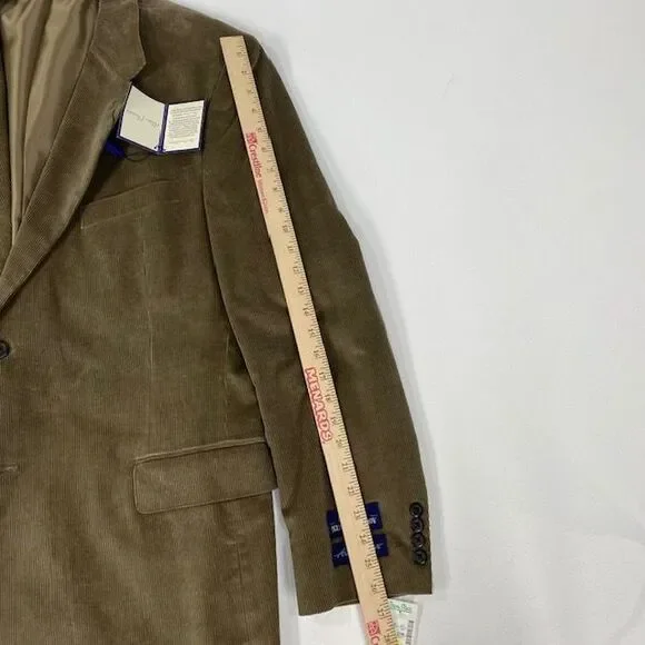 Alan Flusser Luxurious Plush Corduroy Sport Coat Blazer Tan Cotton Jacket 46L - Picture 11 of 11